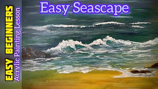 Acrylic Painting Techniques a Very Easy Seascape Step by Step [upl. by Xirtaeb]