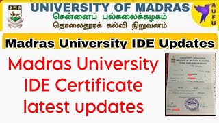 Madras University IDE Certificate Latest Updates 👍 [upl. by Olecram]