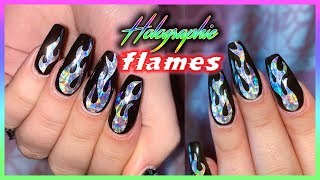 FLAMMES HOLOGRAPHIQUES 🔥  Ongles Acrylique Chez Soi Repousse amp Changement de forme [upl. by Edialeda231]