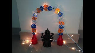 Ganesh festival mandap decoration with foam paper flowers  Very easy [upl. by Russian]