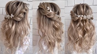 Wedding hairstyle How to do half up half down hairstyle [upl. by Montanez664]