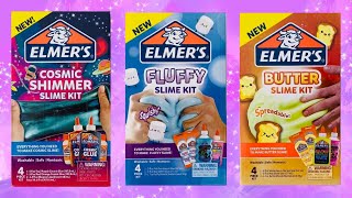 NEW Elmer’s Slime Kit Reviews Cosmic Shimmer Fluffy and Butter Slime Kits [upl. by Llemert]