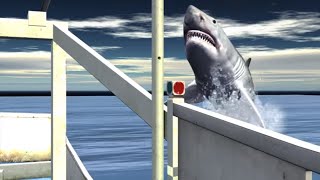 Great white shark jumps into research boat [upl. by Anuahsar422]