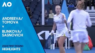 TomovaAndreeva v SasnovichBlinkova Highlights  Australian Open 2024 First Round [upl. by Rosenthal]