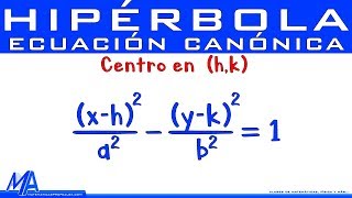 Gráfica de la Hipérbola dada su ecuación canónica  Ejemplo 4 centro en hk [upl. by Naej]