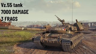 wot blitz Vz55 7000 DAMAGE and 3 FRAGS rating battles [upl. by Anyalram101]