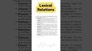 Lexical Relations Language and Linguistics Instant Essay for Exam Success ARsummaryguidance [upl. by Eriam697]