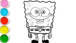 How to draw SpongeBob SquarePantsdraw and color tutorial [upl. by Hnacogn]