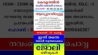 kerala jobs 2024 todays job malayalam jobs November 19 [upl. by Ninon]