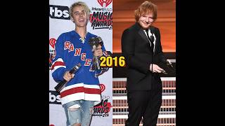 Justin Bieber Vs Ed Sheeran Through The Years ✨ shorts thenandnow [upl. by Bruell714]