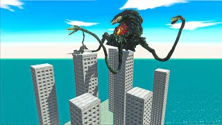 GODZILLA BATTLES ON BUILDING  Animal Revolt Battle Simulator [upl. by Bowden266]