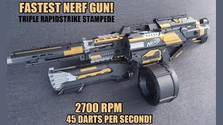 FASTEST NERF GUN TRIPLE RAPIDSTRIKE STAMPEDE w ROUGHCUT INTEGRATION [upl. by Ayikin]