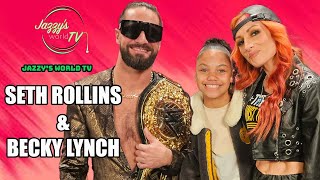 Seth Rollins amp Becky Lynch talk about life as a WWE family being huge NFL fans amp women in the WWE [upl. by Ennayt]