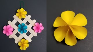 Paper Flower Wall Hanging  DIY Popsicle Stick Craft Ideas  Easy Wall Decor Ideas [upl. by Eiramlatsyrc335]