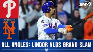 Every angle of Francisco Lindors NLDS grand slam during MetsPhillies Game 4  SNY [upl. by Ednalrym614]