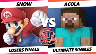 Umebura SP 11 LOSERS FINALS  Acola Steve Vs Snow Mario Smash Ultimate  SSBU [upl. by Palladin46]