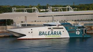 Balearia Caribbean Fast Ferry Boat at Port Everglades 4K [upl. by Shafer]