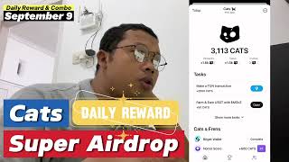 Cats Daily Reward amp Tasks Airdrop Updates September 9 [upl. by Klina]