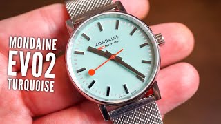 Mondaine Evo2 Lake Turquoise Watch Review 35MM [upl. by Tillford]