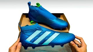 adidas ACE16 Purecontrol Laceless  Unboxing quotShock Bluequot Edition [upl. by Gert]