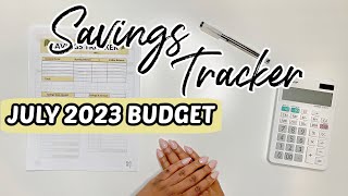 JULY SAVINGS TRACKER  SAVINGS CHALLENGE  PROGRESS TRACKER  JULY 2023 BUDGET  MONETS MONEY [upl. by Lock]