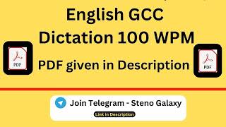 GCC English Dictation 100 WPM  English General  gccdictations gcc [upl. by Attenahs]