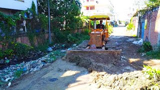 Start New Project Clean up soil and rubbish to pave repair roads by Strong Bulldozer and 5t Truck [upl. by Nibram]