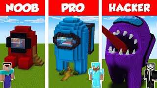 Minecraft NOOB vs PRO vs HACKER AMONG US HOUSE BUILD CHALLENGE in Minecraft  Animation [upl. by Langston579]