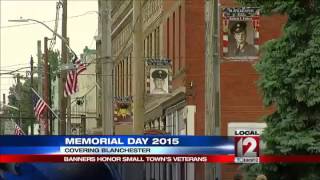 Memorial Day banners in Blanchester honor service men and women [upl. by Nahtanaoj]