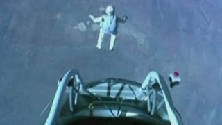 Space jump Felix Baumgartner skydives 24 miles above Earth [upl. by Yila]