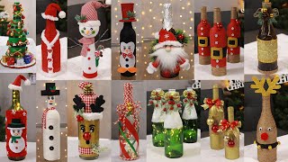 20 Christmas Bottle Decoration ideas  Christmas Decorations Recycled Materials [upl. by Koren]