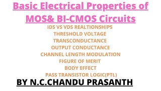 Basic Electrical Properties of MOSamp BICMOS CircuitsVLSI DesignBody Effect trans conductance [upl. by Woody792]