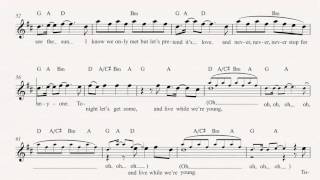 Flute  Live While We’re Young  One Direction  Sheet Music Chords amp Vocals [upl. by Trillby]