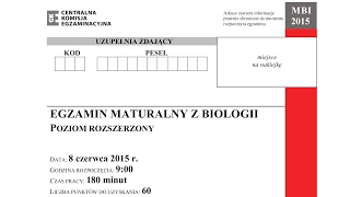 Biologia Czerwiec 2015 NOWA PODSTAWA Live CZĘŚĆ 2 matura [upl. by Neerual]