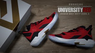 UNBOXING UNIVERSITY RED Jordan Why Not Zero4 [upl. by Ahsiliw]