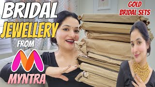 myntrahaul 12 PRODUCTSMIND BLOWING BRIDAL GOLD JEWELLERY SETS FROM MYNTRA Myntra Bff Sale Haul🔥 [upl. by Notwal590]