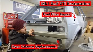 Fuel Filler Repair amp Replacing Rear Valance  Golf Episode 23 Volkswagen Mk1 Golf GTI Resto [upl. by Urina]