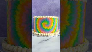 Large Rainbow Tie Dye Cake shorts cake cakedecorating rainbow [upl. by Rybma1]