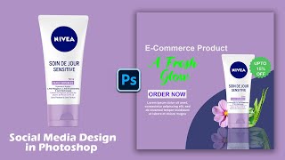 Photoshop Tutorial  Ecommerce product banner design  Social Media Post Design in Photoshop [upl. by Nnahgaem]