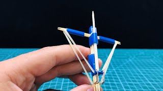 1 INVENTIONToothpick crossbowHow to make a crossbow with toothpicks [upl. by Annahsohs]