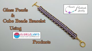 Glass Pearls amp Cube Beads Bracelet Using Globleland Products globleland beading diyjewelry diy [upl. by Randene]