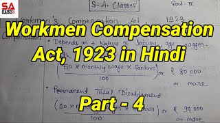 Workmen Compensation Act 1923 in Hindi  Part 4  By CS Shalini Agarwal  Employee Compensation Act [upl. by Lehar]