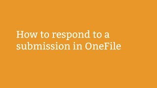 How to respond to submission in OneFile [upl. by Tekcirk]