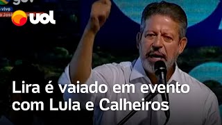 Lira é vaiado durante discurso em evento com Lula e Renan Calheiros em Alagoas [upl. by Lelah459]