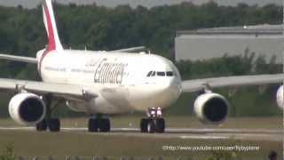 Emirates A340 A6ERH Takeoff  Hamburg Airport [upl. by Cosimo]