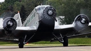 Crosswind Departure of a World War II plane  Junkers JU52 HD [upl. by Silverts678]