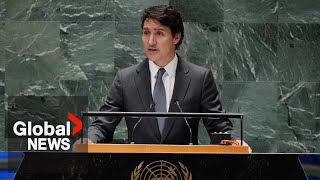 UN summit Trudeau says quotrich countries such as Canada have a duty to fight climate changequot  FULL [upl. by Schnurr521]