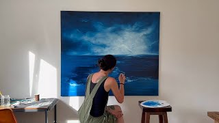 How to paint an abstract Seascape in Oils  Ocean and Cloud Painting  Painting Process  monochrome [upl. by Ahtanoj]