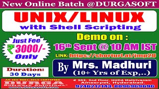 UNIXLINUX Online Training  DURGASOFT [upl. by Aidahs]