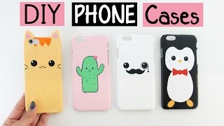 DIY PHONE CASES  Four Cute amp Easy Designs [upl. by Joela]